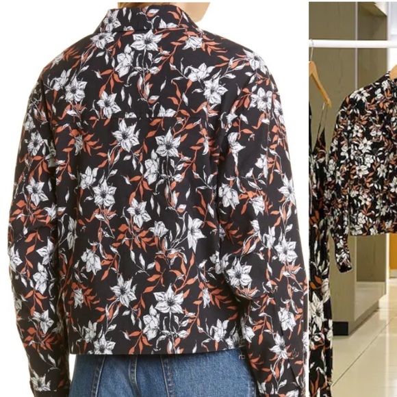 Rag & Bone Jessie Floral Print Linen Blend Shirt Jacket - Picture 9 of 11
